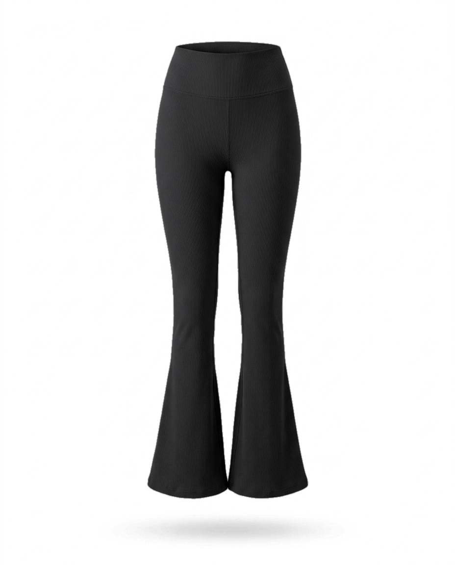 Volsa Ribbed Flare Leggings in black