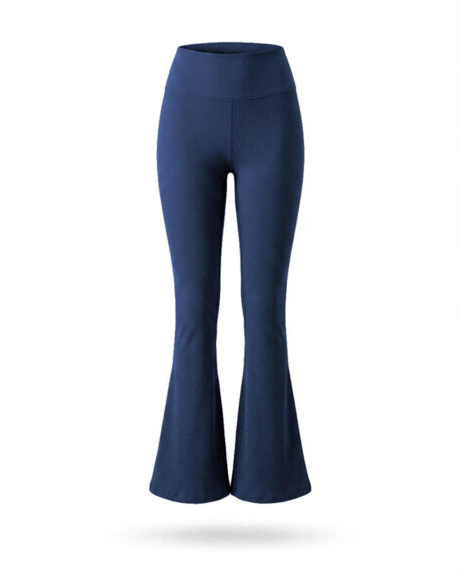 Volsa Ribbed Flare Leggings in navy