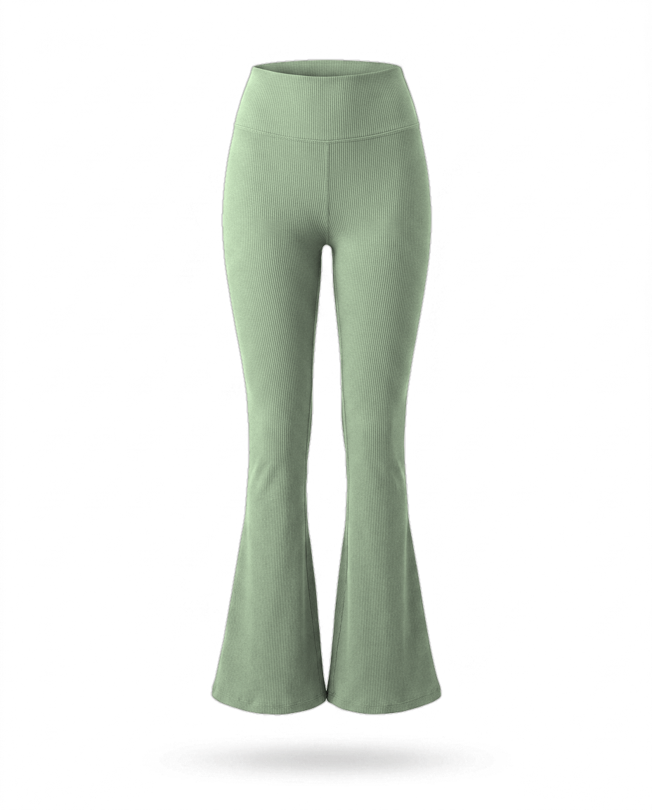 Volsa Ribbed Flare Leggings in sage
