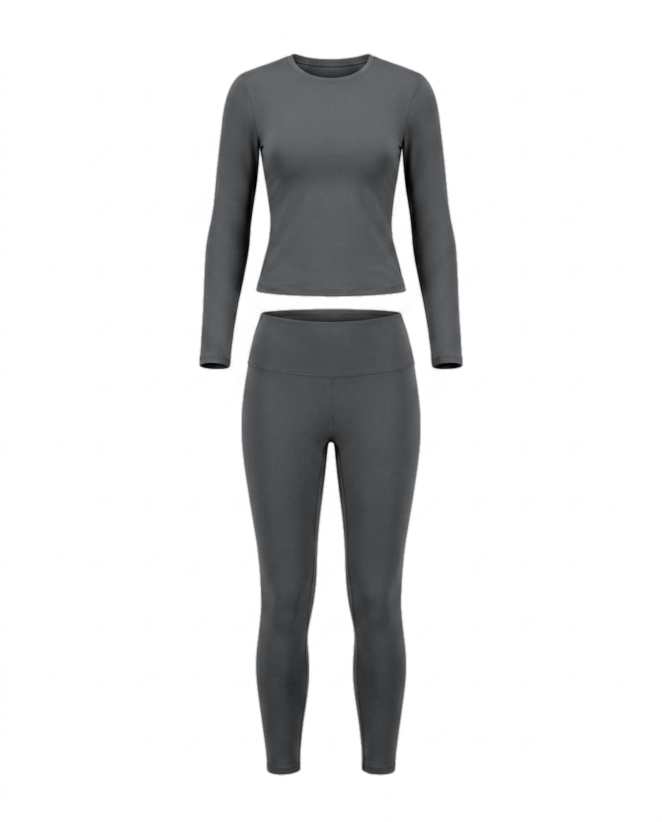 Volsa Long Sleeve Set in charcoal