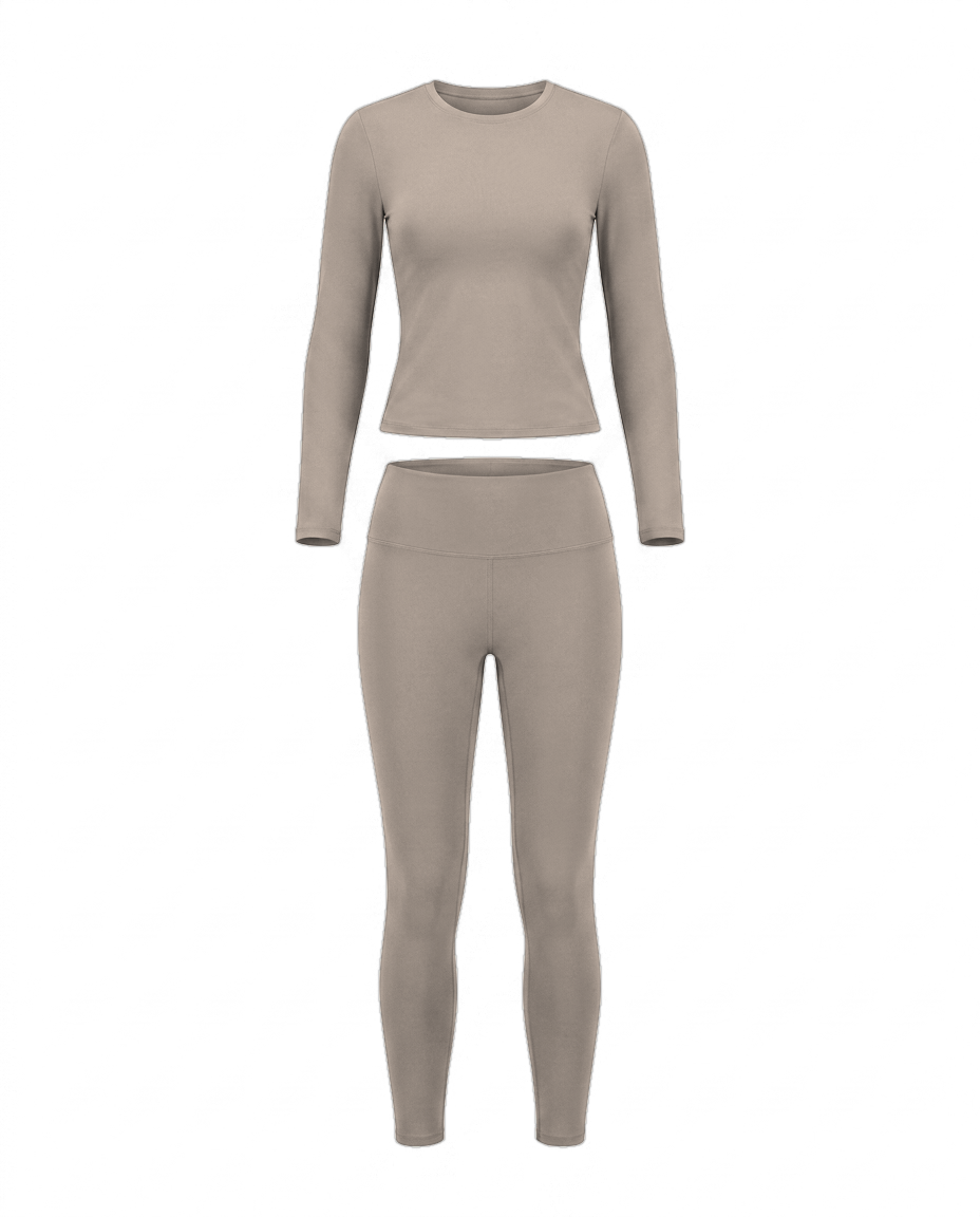 Volsa Long Sleeve Set in taupe