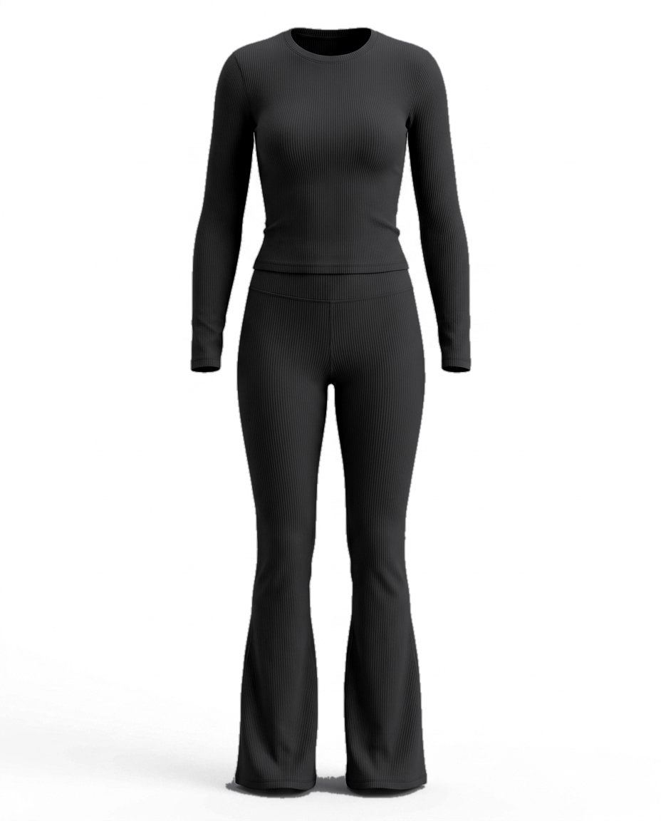 Volsa Ribbed Set in black