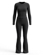 Volsa Ribbed Flare Set in black