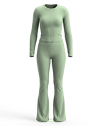 Volsa Ribbed Flare Set in sage