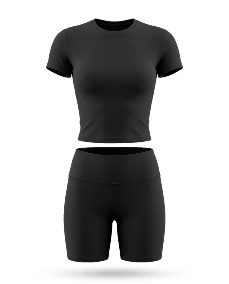 Volsa Tee and Shorts Set in black