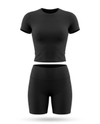 Volsa Tee and Shorts Set in black