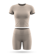 Volsa Tee and Shorts Set in taupe