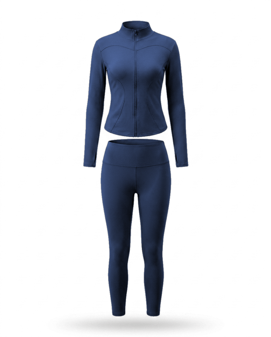 Volsa Zip Jacket Set in navy