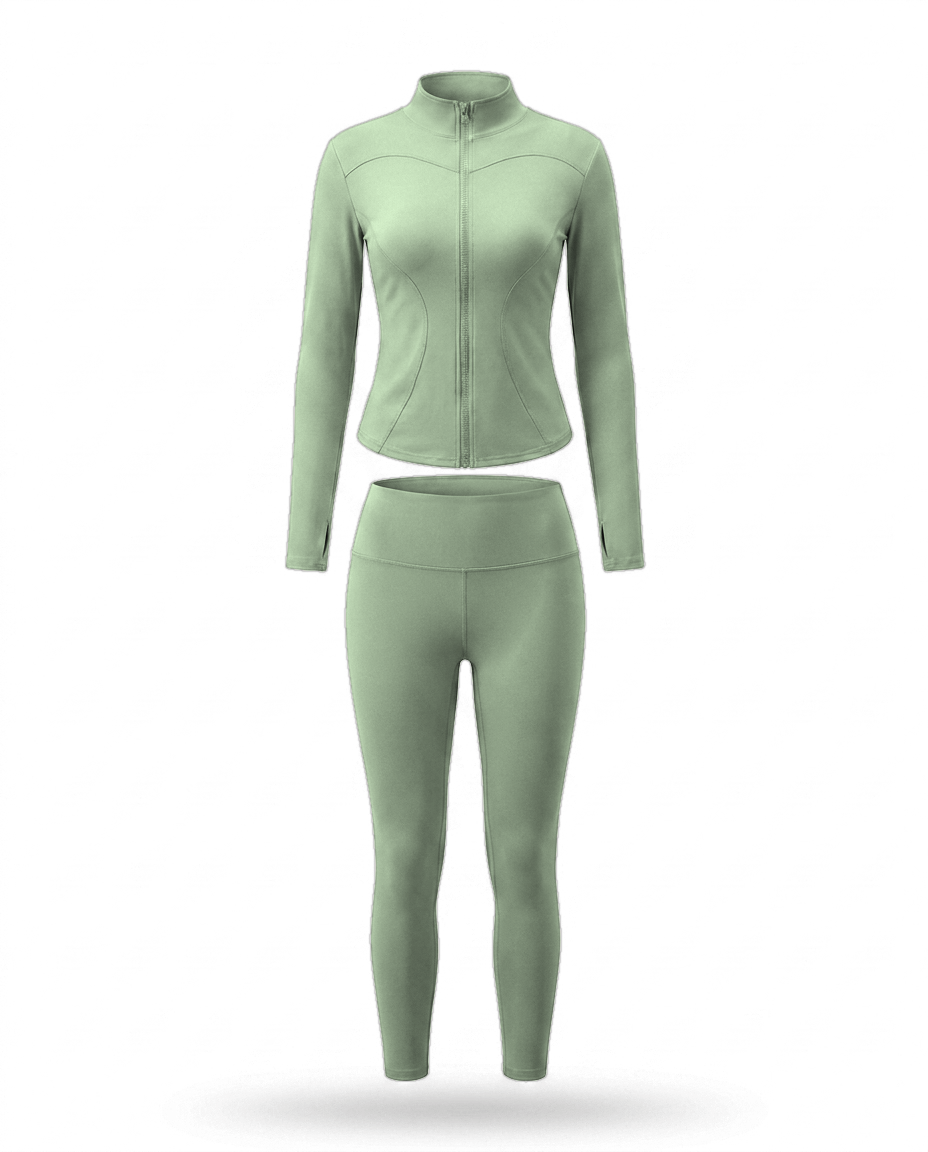 Volsa Zip Jacket Set in sage