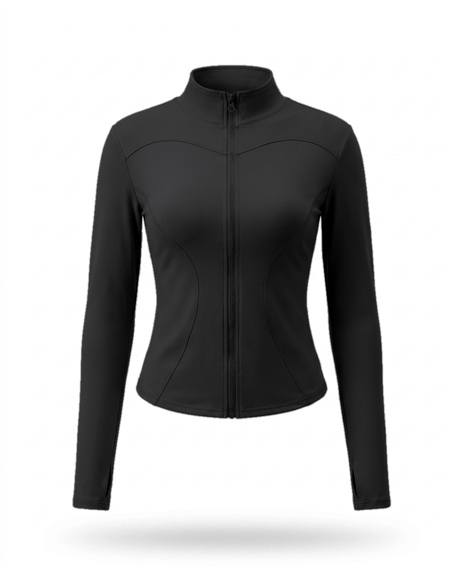 Volsa fitted zip jacket in Black